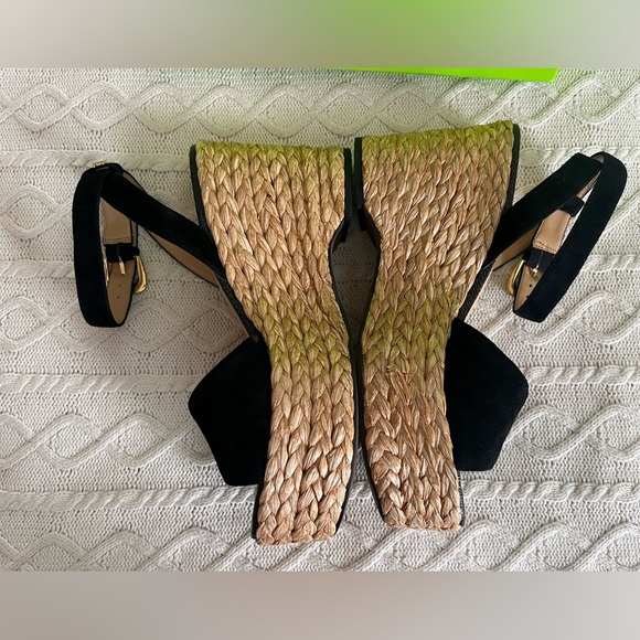 New! Sam Edelman Black Suede Wedge Platform Sandals Women’s Size 10 - Picture 4 of 15